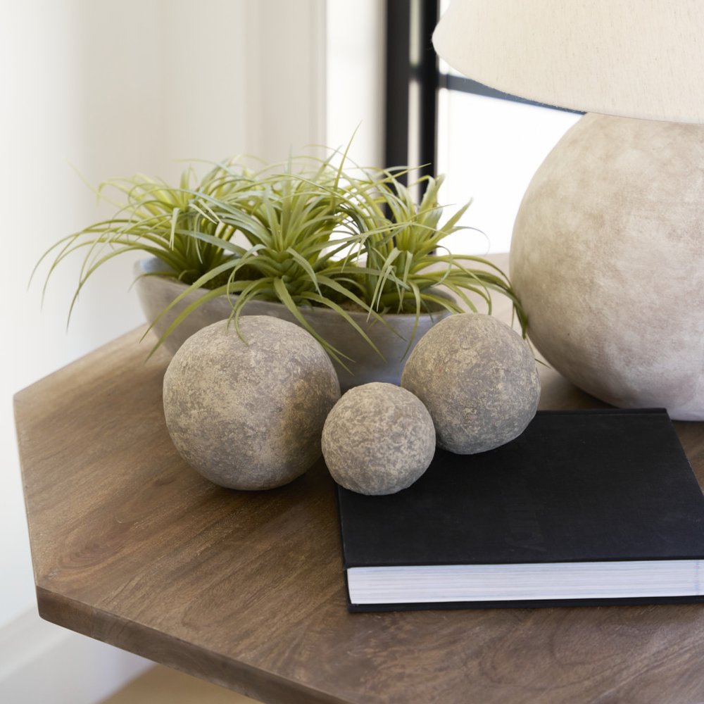 6" Gray Paper Sphere Tabletop Sculpture