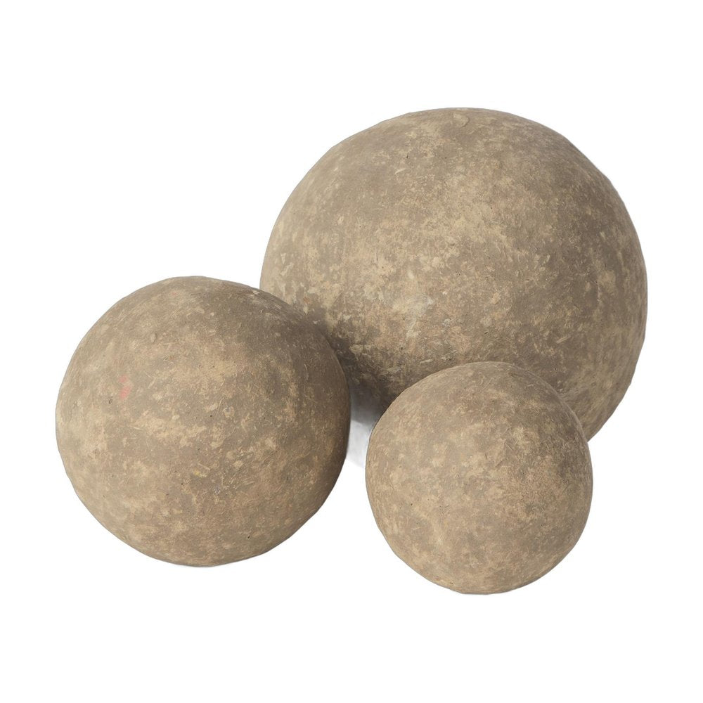 6" Gray Paper Sphere Tabletop Sculpture