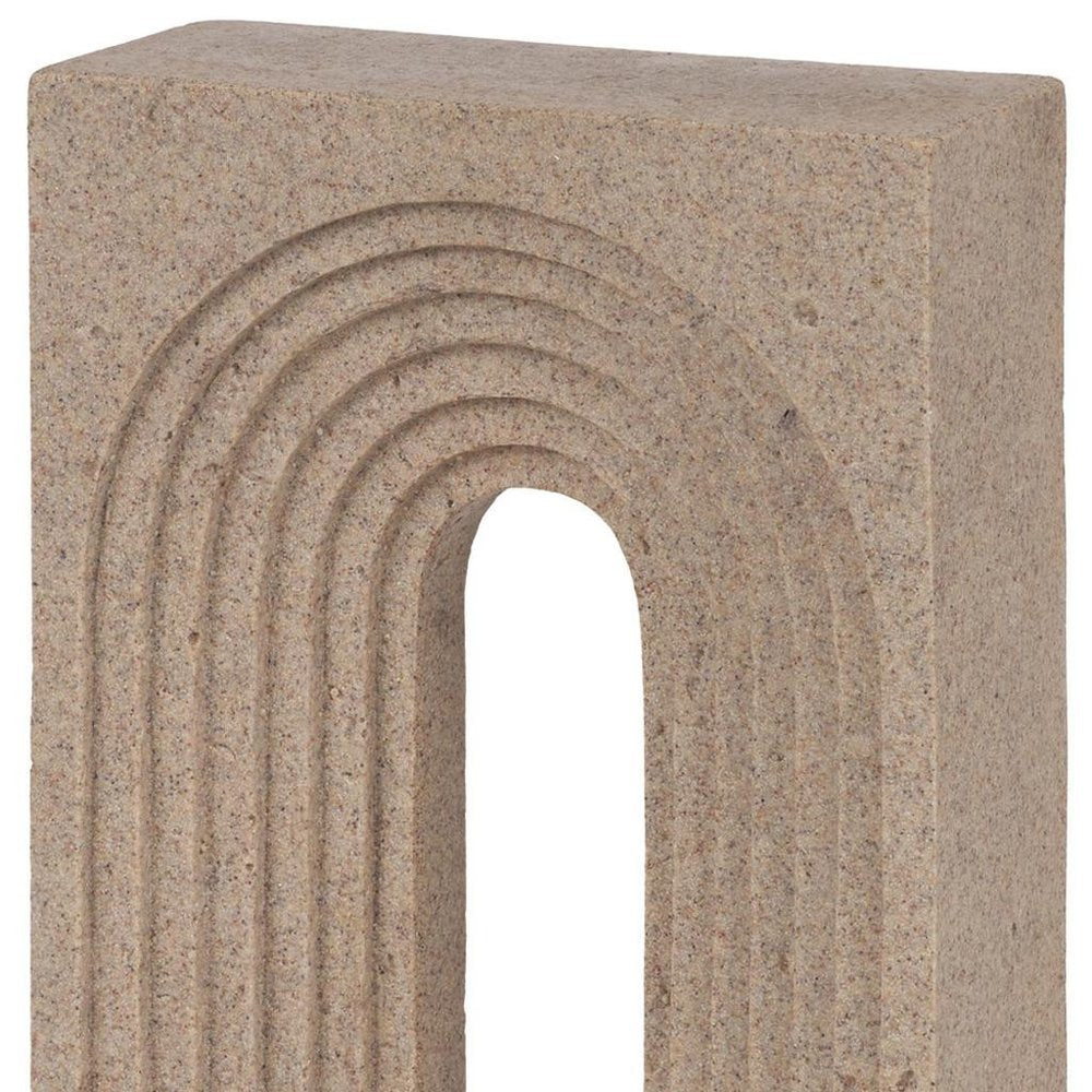 Cropped view of 10" Beige Resin Tabletop Sculpture focusing on the beige resin surface.