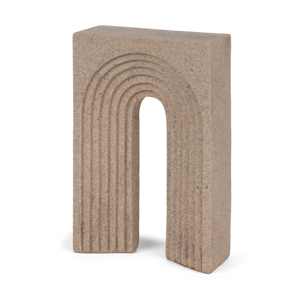 10" Beige Resin Tabletop Sculpture. Sculpture isolated on a plain white background, in a beige resin finish.