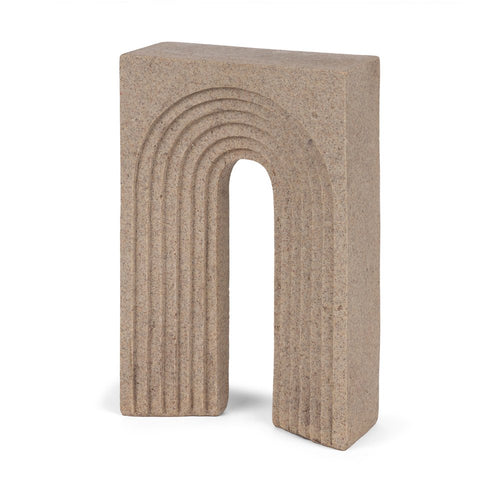 10" Beige Resin Tabletop Sculpture. Sculpture isolated on a plain white background, in a beige resin finish.