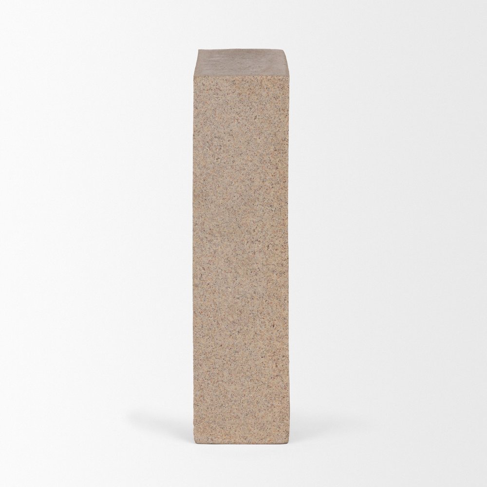 10" Beige Resin Tabletop Sculpture. Sculpture isolated on a plain white background, showing a beige resin surface.