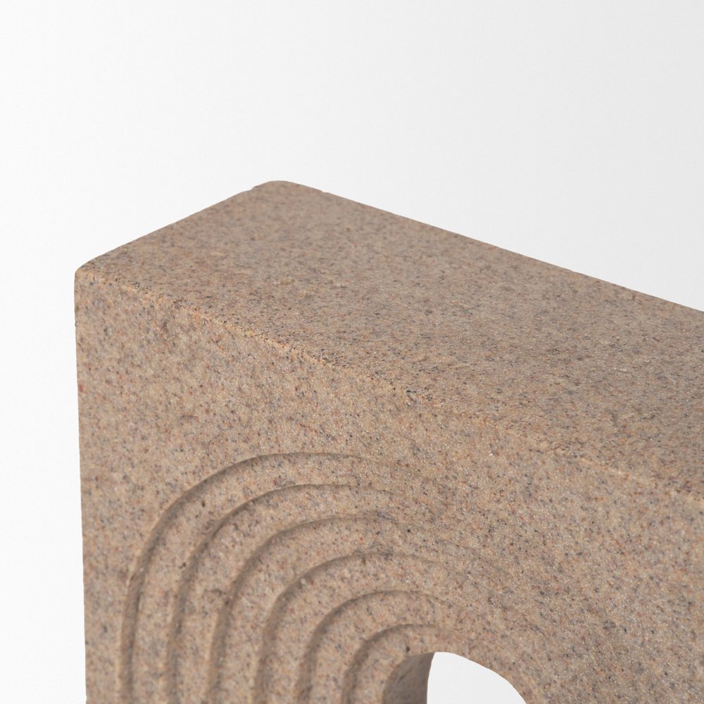 10" Beige Resin Tabletop Sculpture. Sculpture isolated on a plain white background, in a beige resin finish.