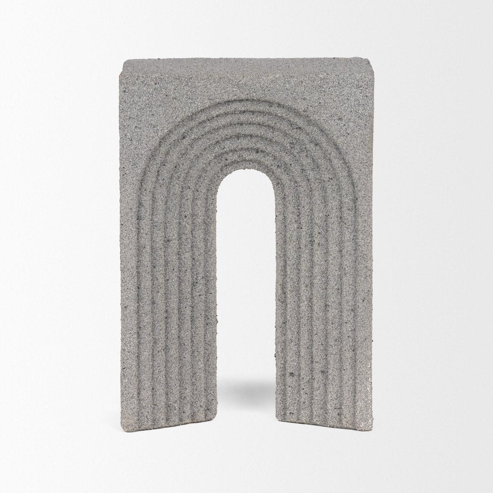 10" Gray Resin Tabletop Sculpture. Sculpture isolated on a plain white background, finished in gray resin.