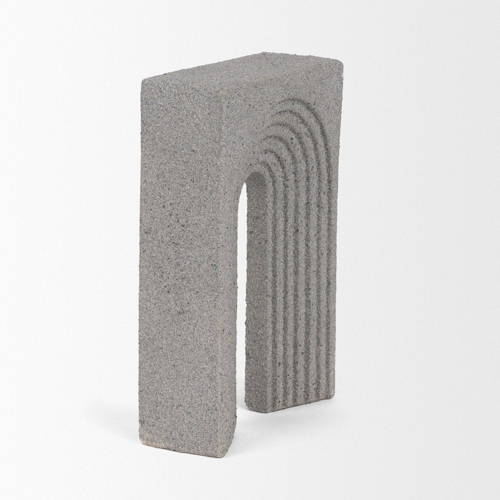 10" Gray Resin Tabletop Sculpture. Sculpture isolated on a plain white background, finished in gray resin.