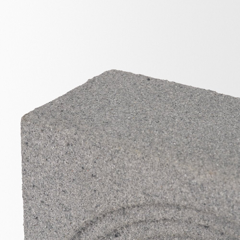 10" Gray Resin Tabletop Sculpture. Sculpture isolated on a plain white background, showing a gray resin surface.