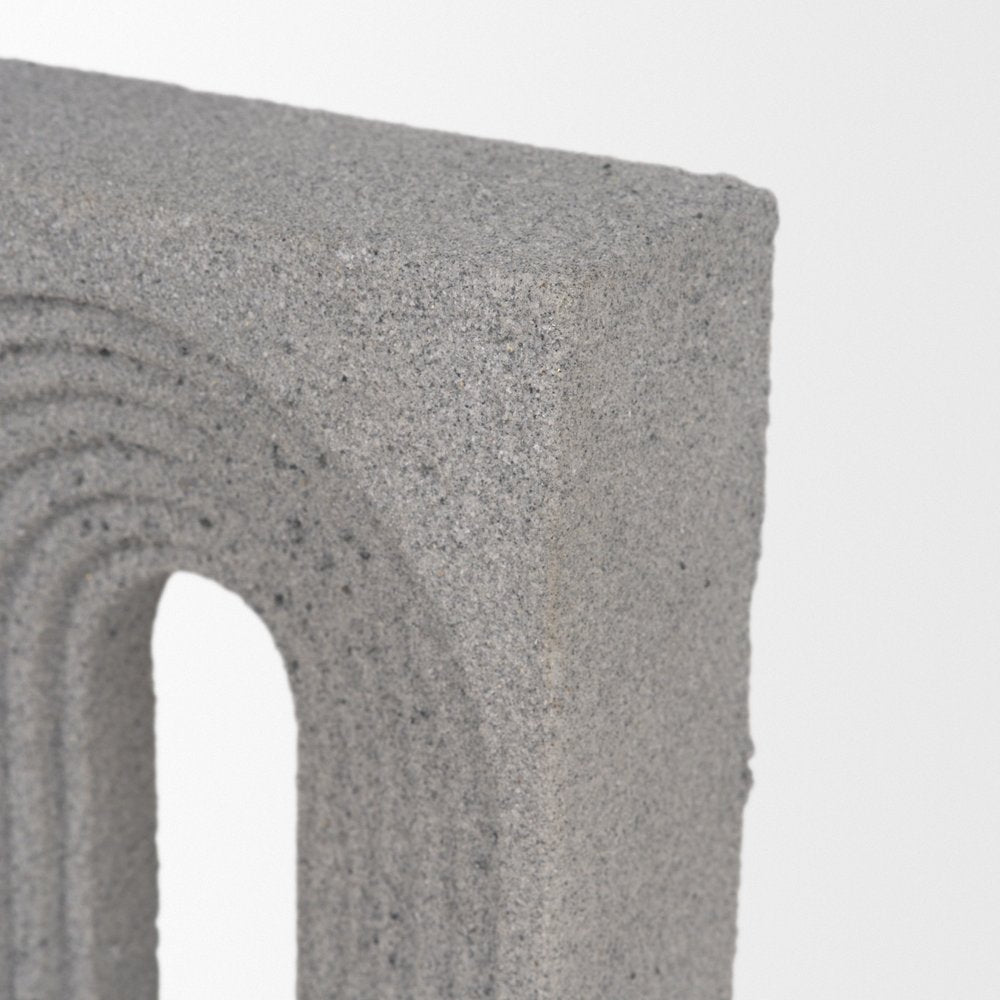10" Gray Resin Tabletop Sculpture. Sculpture isolated on a plain white background, in a gray resin finish.