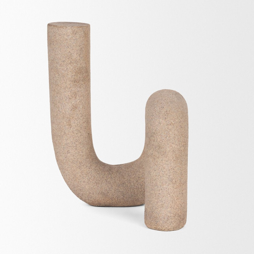 10" Beige Resin Decorative Wall Sculpture. Sculpture isolated on a plain white background, in a beige resin finish.
