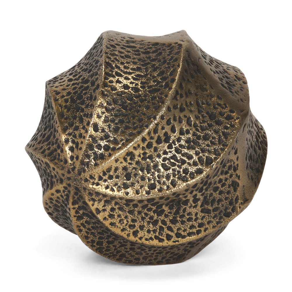 5" Antiqued Gold Metal Sphere Tabletop Sculpture