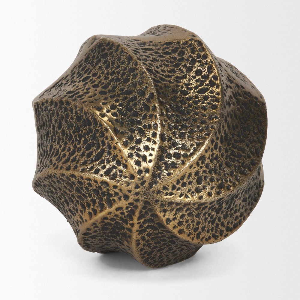 5" Antiqued Gold Metal Sphere Tabletop Sculpture