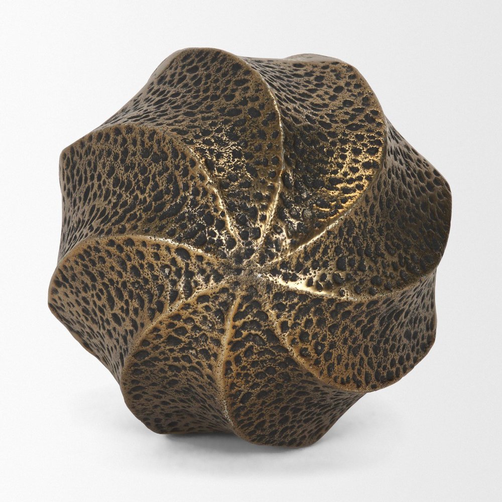 5" Antiqued Gold Metal Sphere Tabletop Sculpture