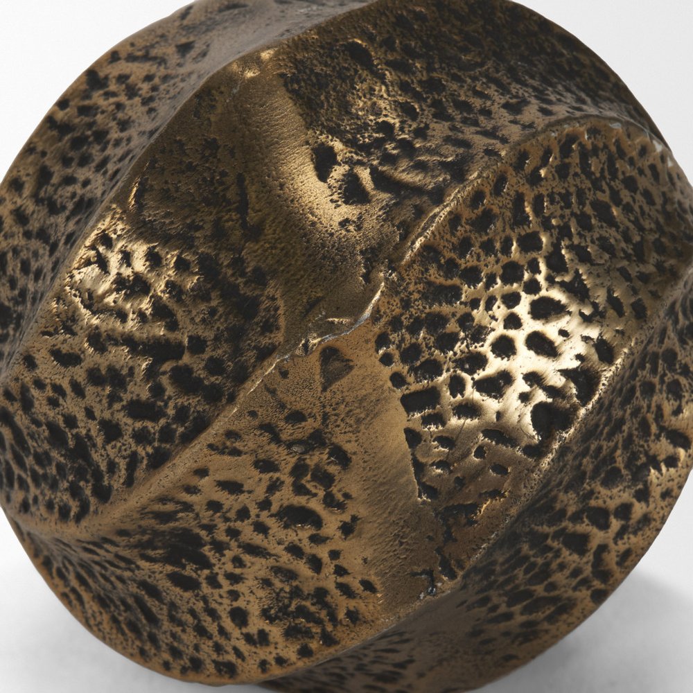 5" Antiqued Gold Metal Sphere Tabletop Sculpture