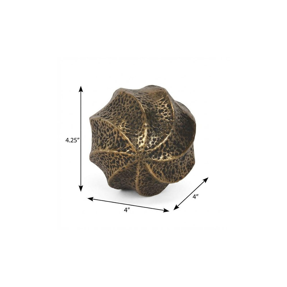 4" Antiqued Gold Metal Sphere Tabletop Sculpture