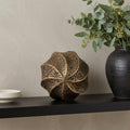 4" Antiqued Gold Metal Sphere Tabletop Sculpture