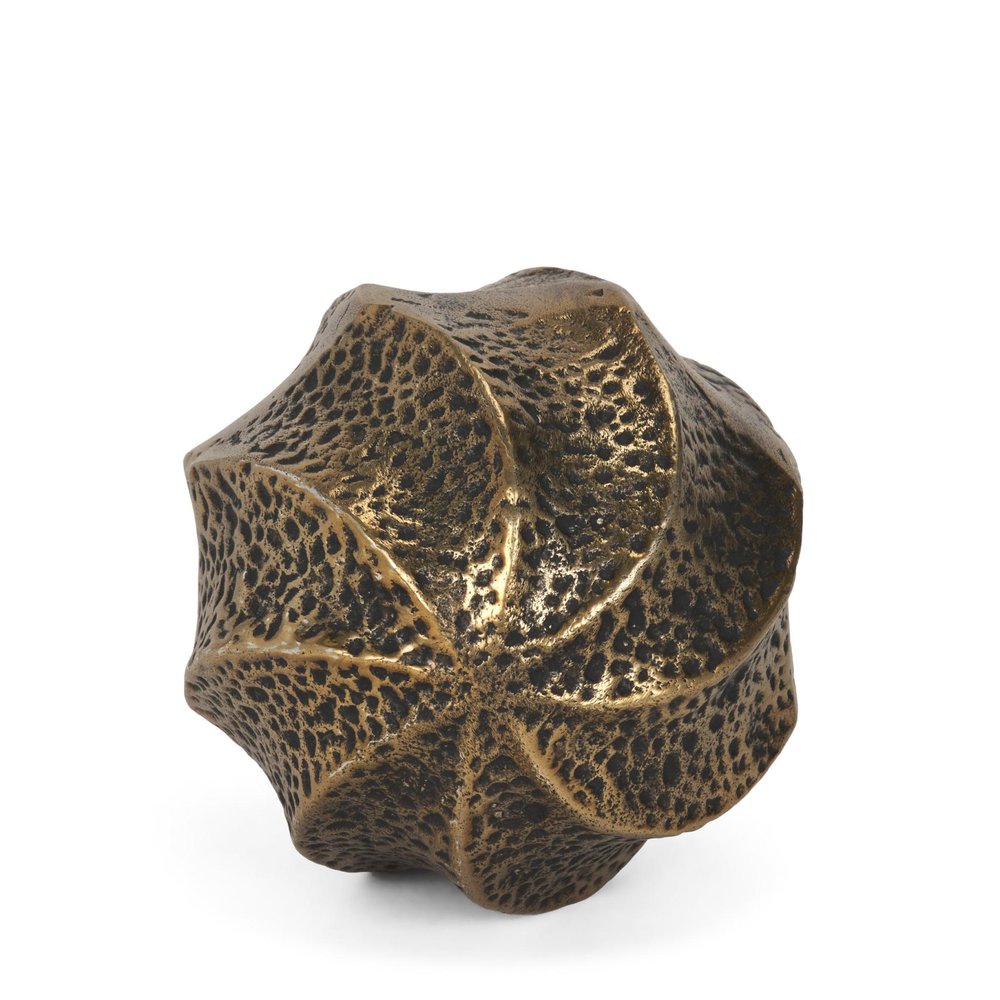 4" Antiqued Gold Metal Sphere Tabletop Sculpture
