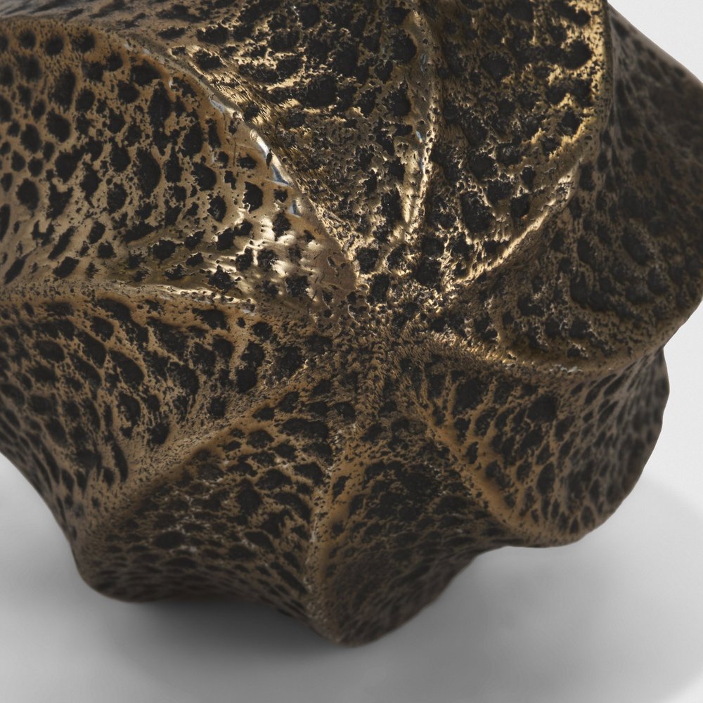 4" Antiqued Gold Metal Sphere Tabletop Sculpture