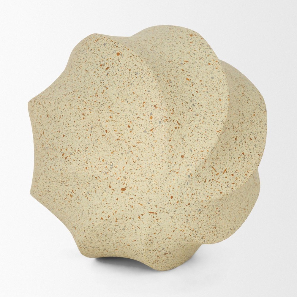 5" Beige Metal Sphere Tabletop Sculpture