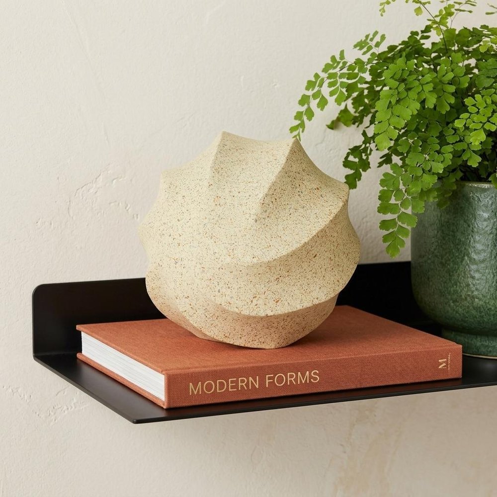 5" Beige Metal Sphere Tabletop Sculpture
