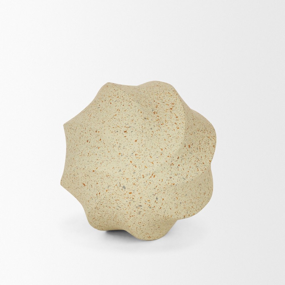 4" Beige Metal Sphere Tabletop Sculpture