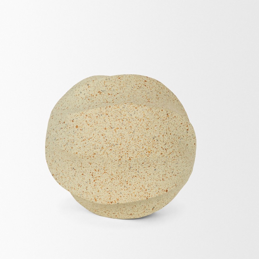 4" Beige Metal Sphere Tabletop Sculpture