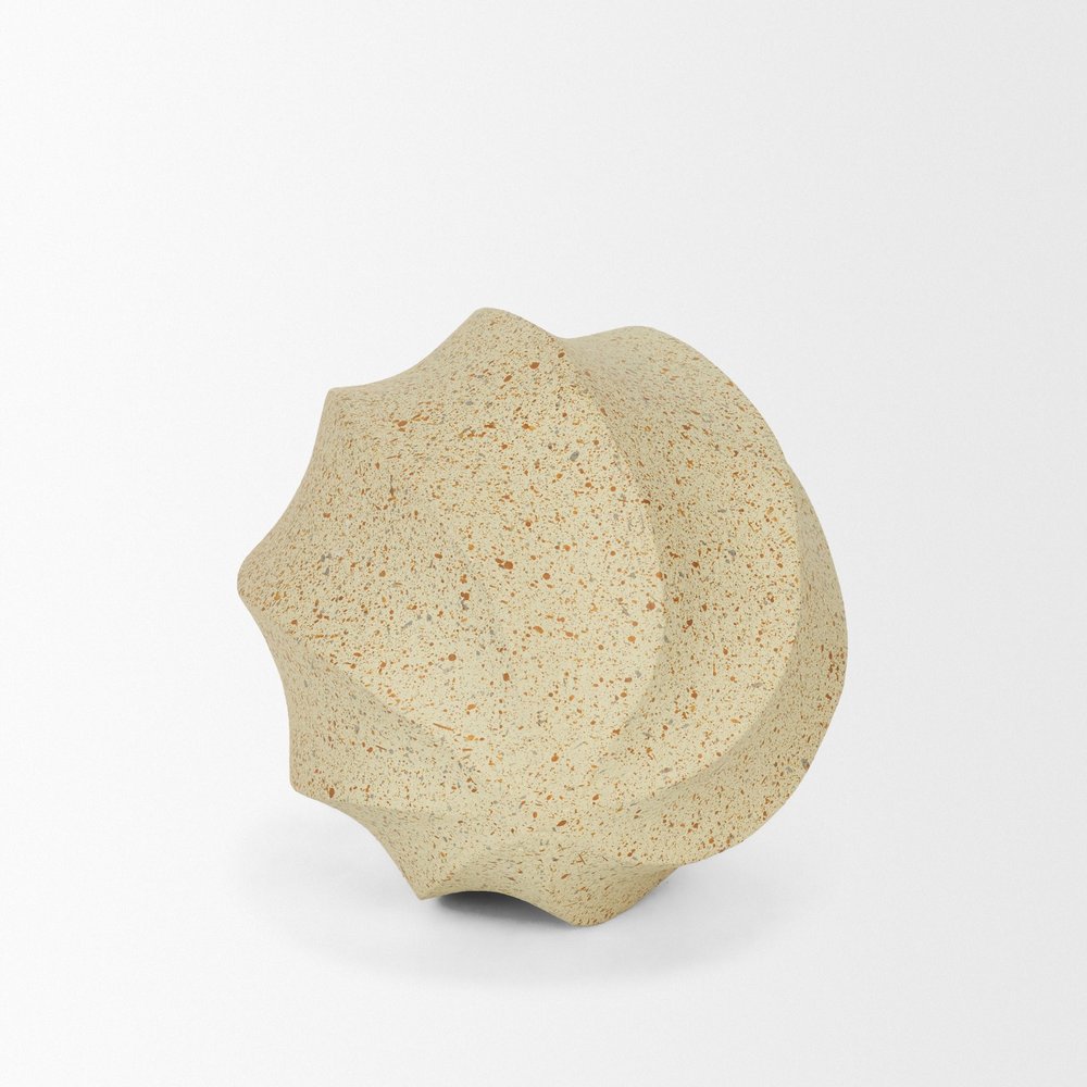 4" Beige Metal Sphere Tabletop Sculpture