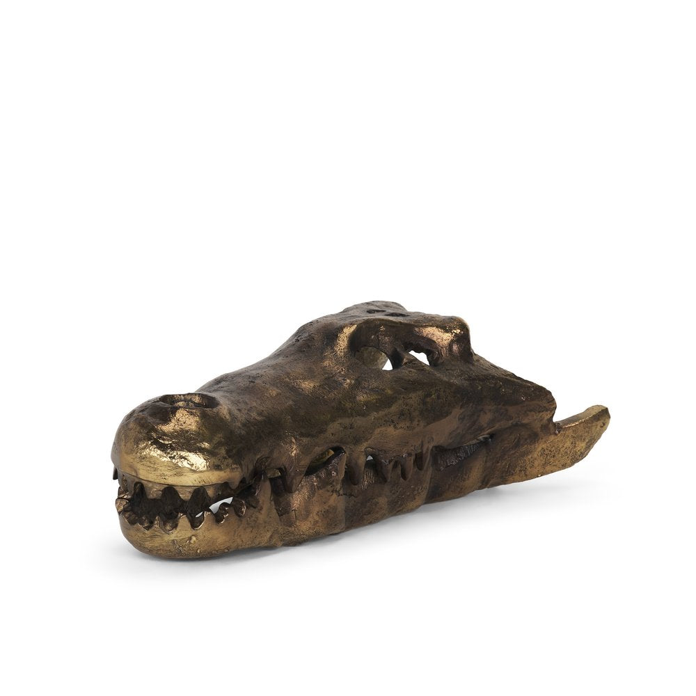 5" Antiqued Brass Metal Dinosaur Tabletop Sculpture