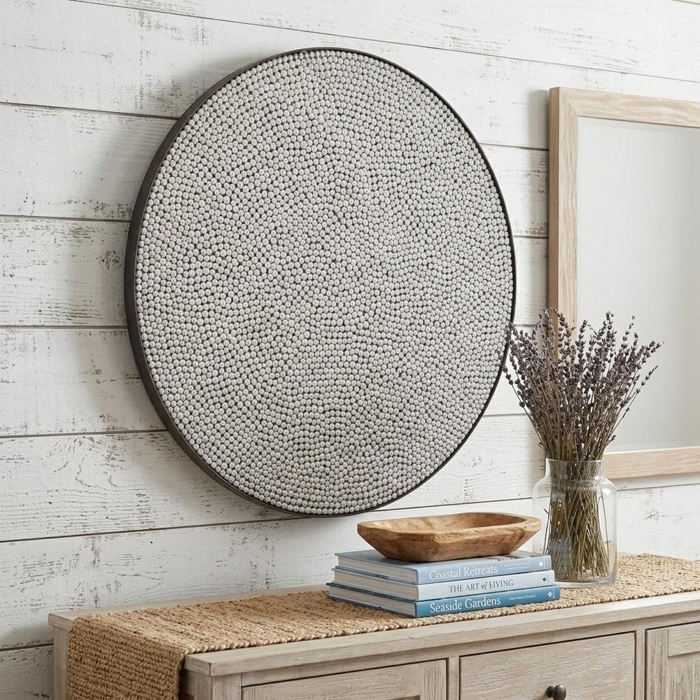 48" Gray Metal Sphere Decorative Wall Sculpture