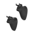 Set of Two Black Metal Bull Decorative Wall Sculpture on a white background