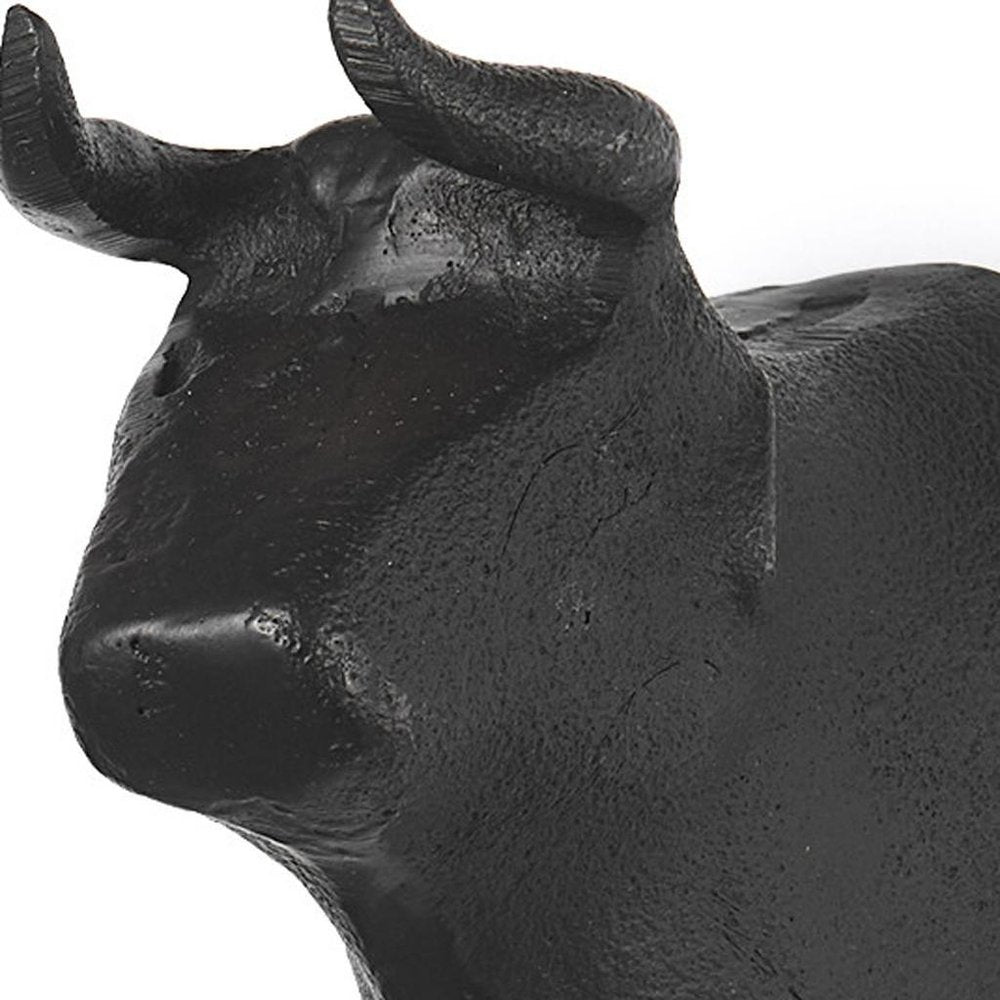 Set of Two Black Metal Bull Decorative Wall Sculpture