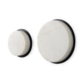 Set of Two White Marble Sphere Decorative Wall Sculpture on a white background
