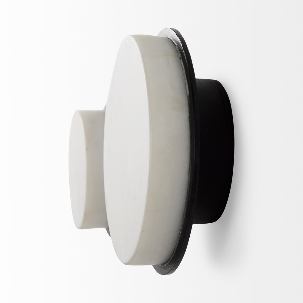 Set of Two White Marble Sphere Decorative Wall Sculpture on a white background