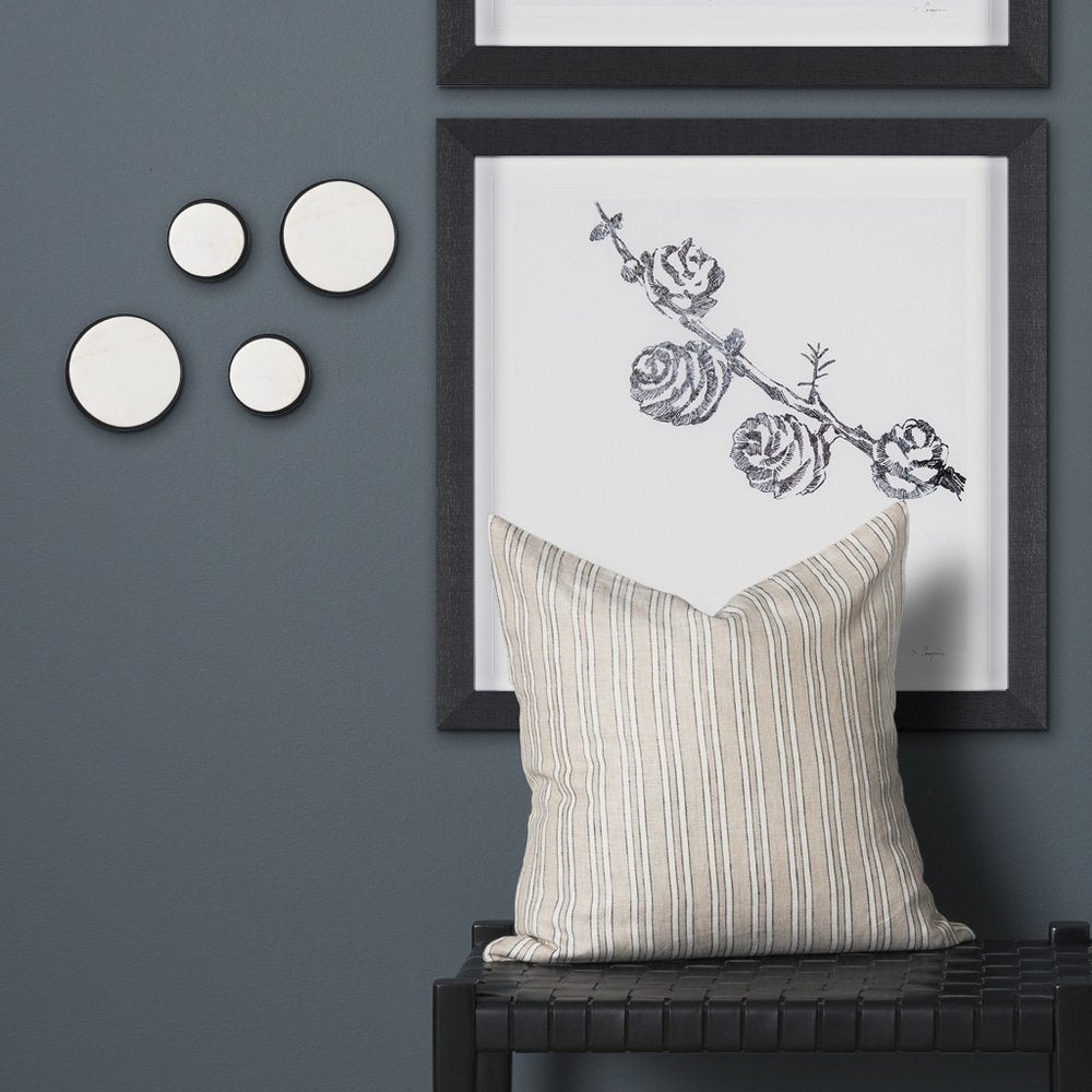 Set of Two White Marble Sphere Decorative Wall Sculpture in a home interior