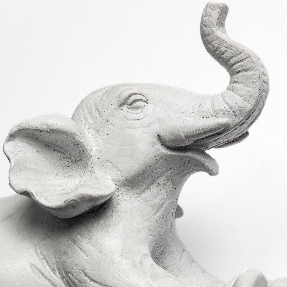 6" White Resin Elephant Decorative Wall Sculpture