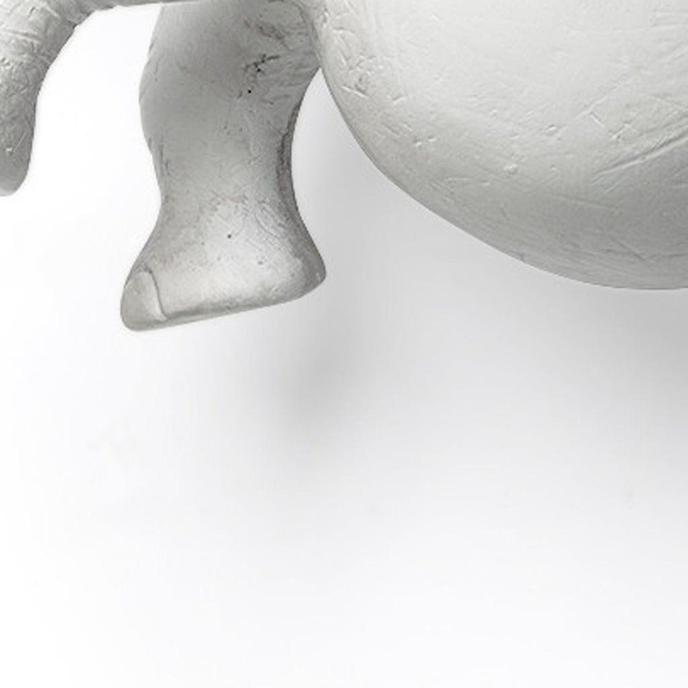 6" White Resin Elephant Decorative Wall Sculpture