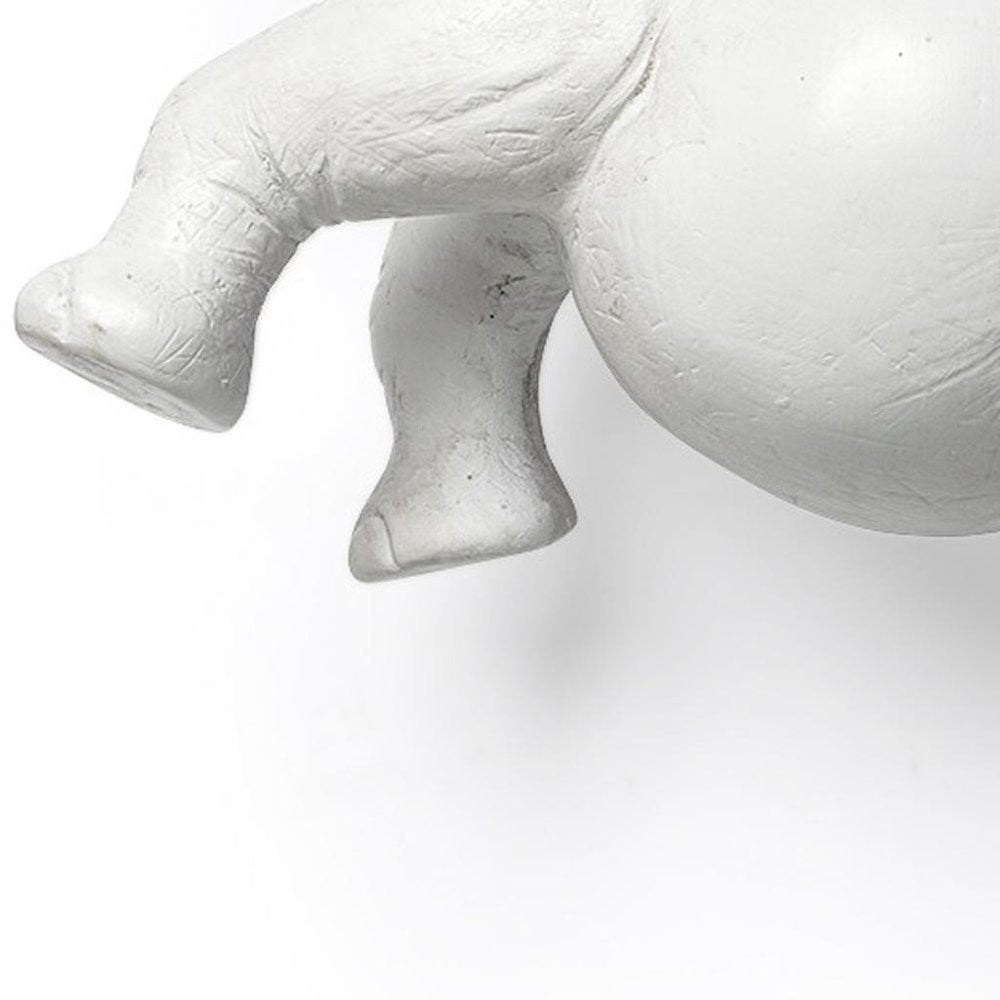 6" White Resin Elephant Decorative Wall Sculpture