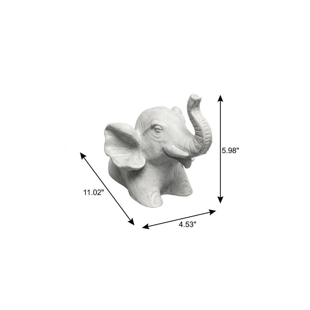 6" White Resin Elephant Decorative Wall Sculpture