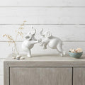 6" White Resin Elephant Decorative Wall Sculpture
