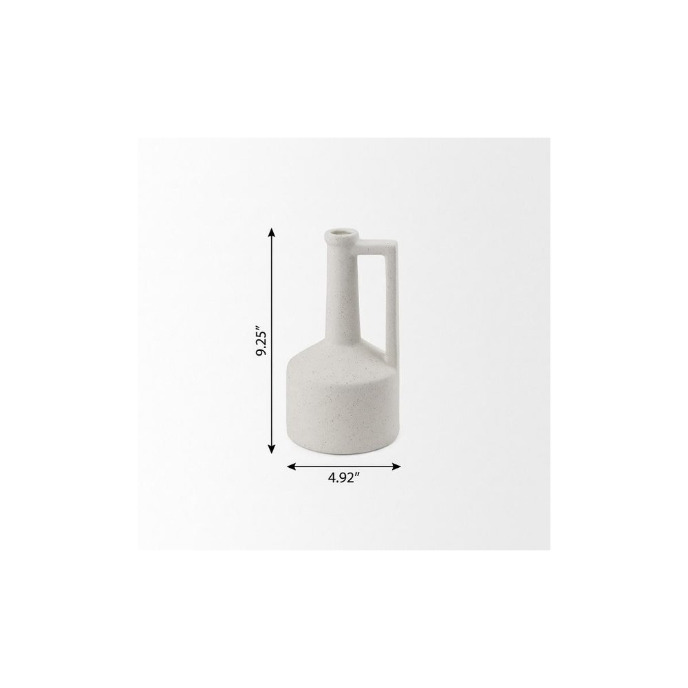9" White Ceramic Table Vase on a white background