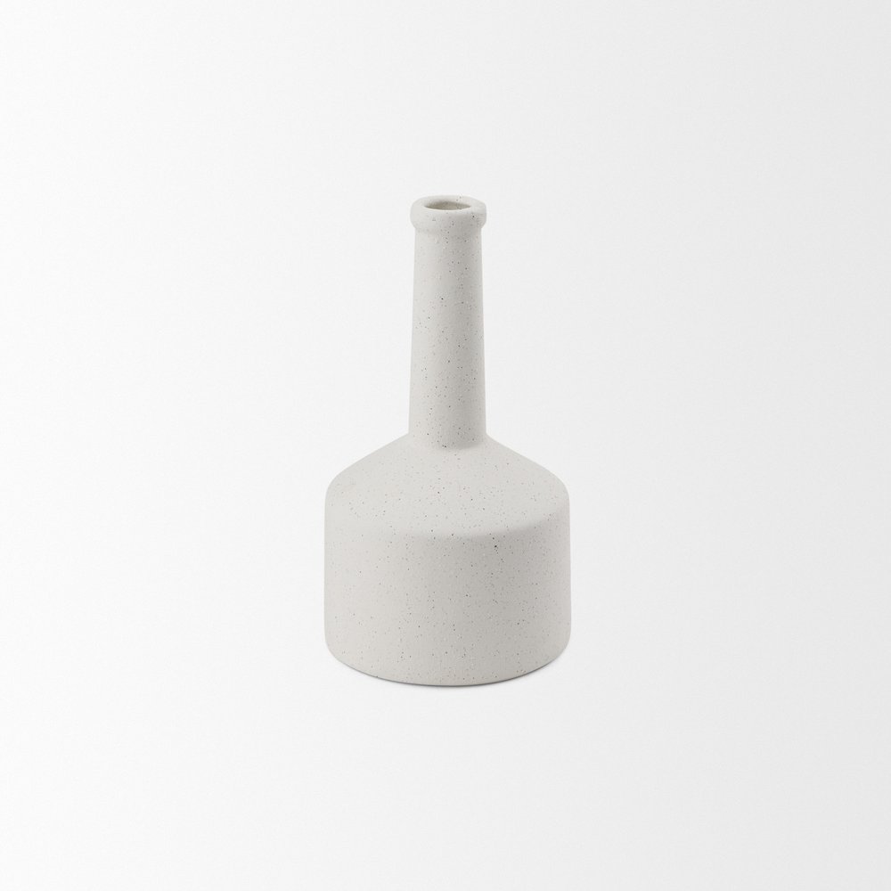 9" White Ceramic Table Vase on a white background
