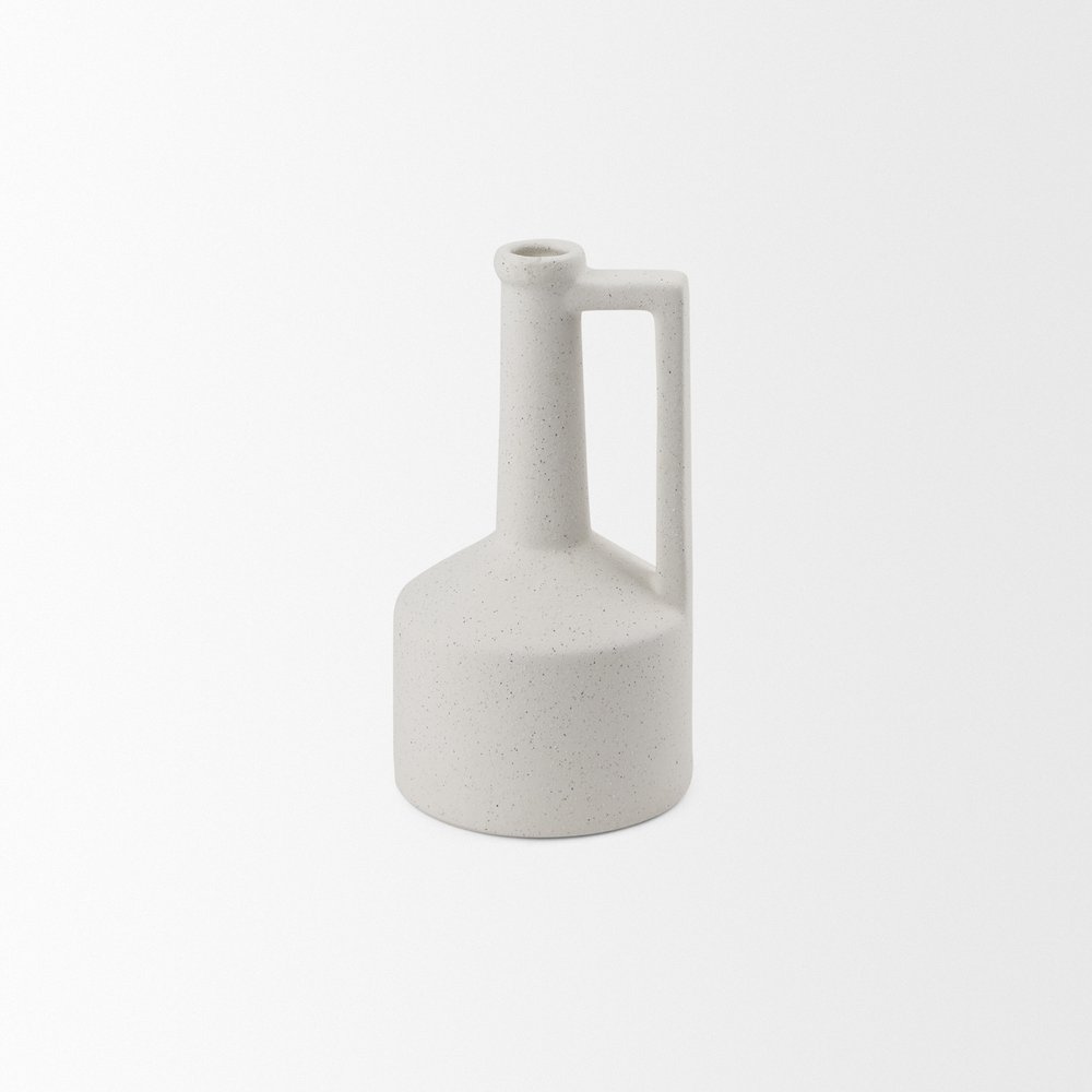 9" White Ceramic Table Vase on a white background