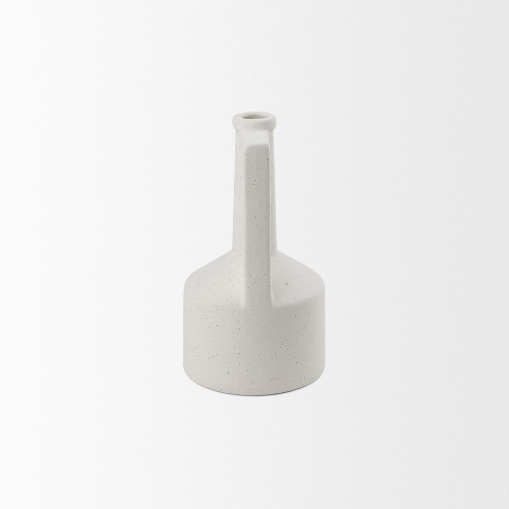 9" White Ceramic Table Vase on a white background