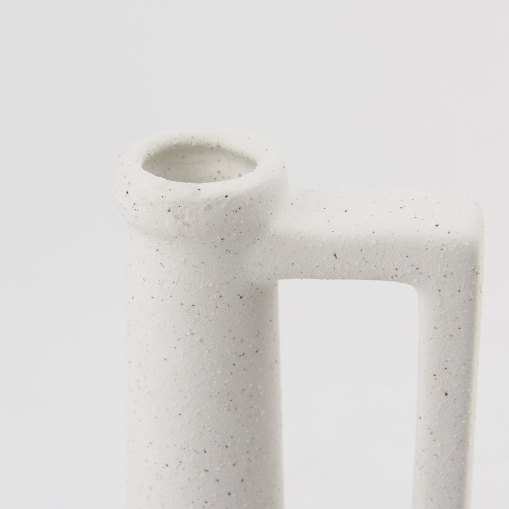 9" White Ceramic Table Vase on a white background