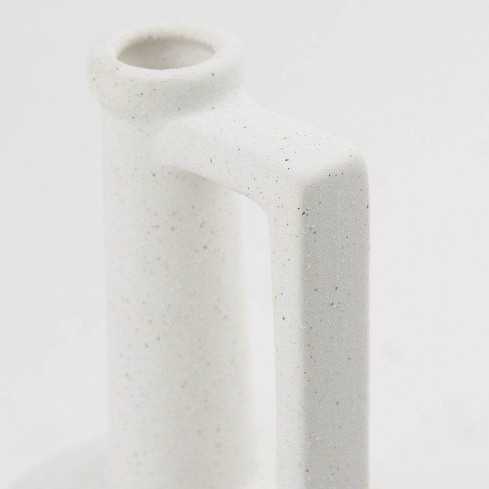 9" White Ceramic Table Vase close-up detail