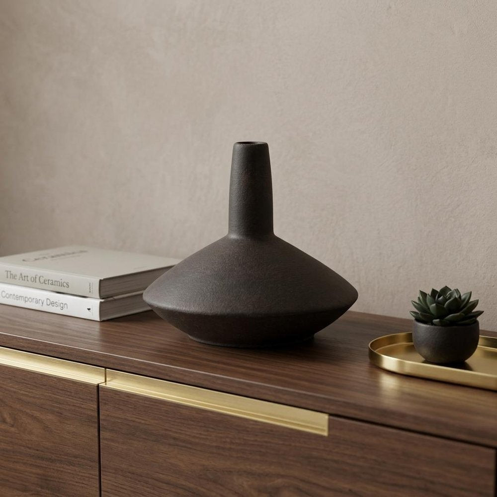 7" Brown Ceramic Bud Table Vase