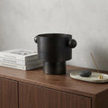 7" Black Metal Round Table Vase