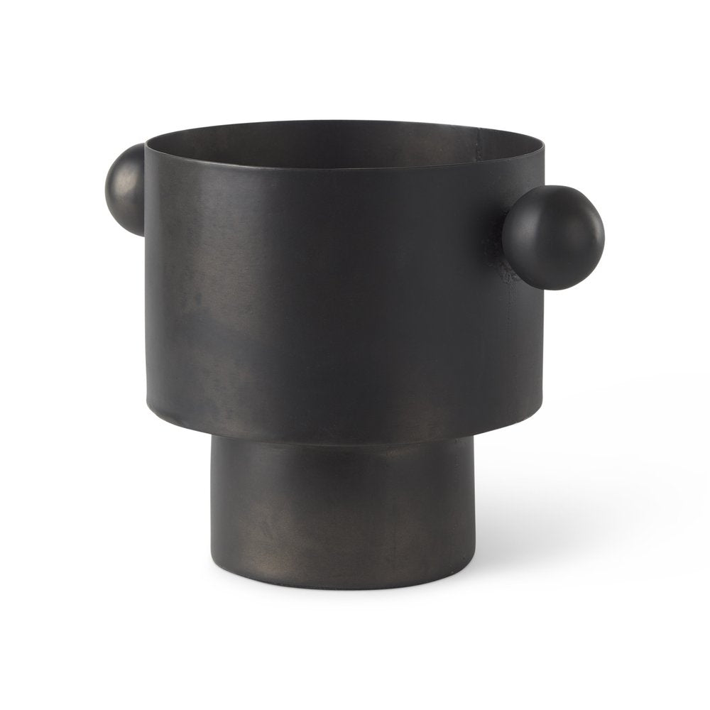7" Black Metal Round Table Vase