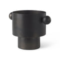 7" Black Metal Round Table Vase on a white background