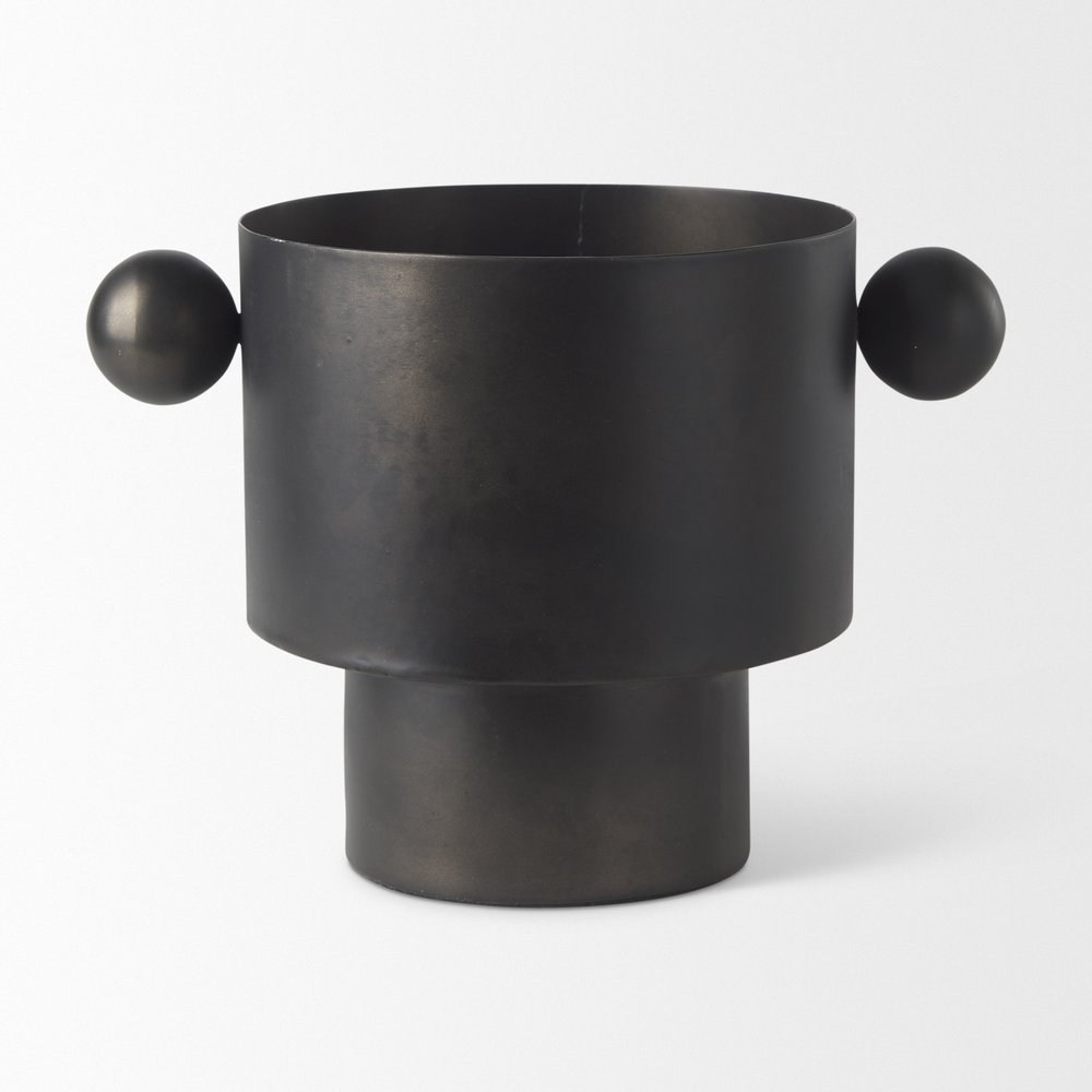7" Black Metal Round Table Vase