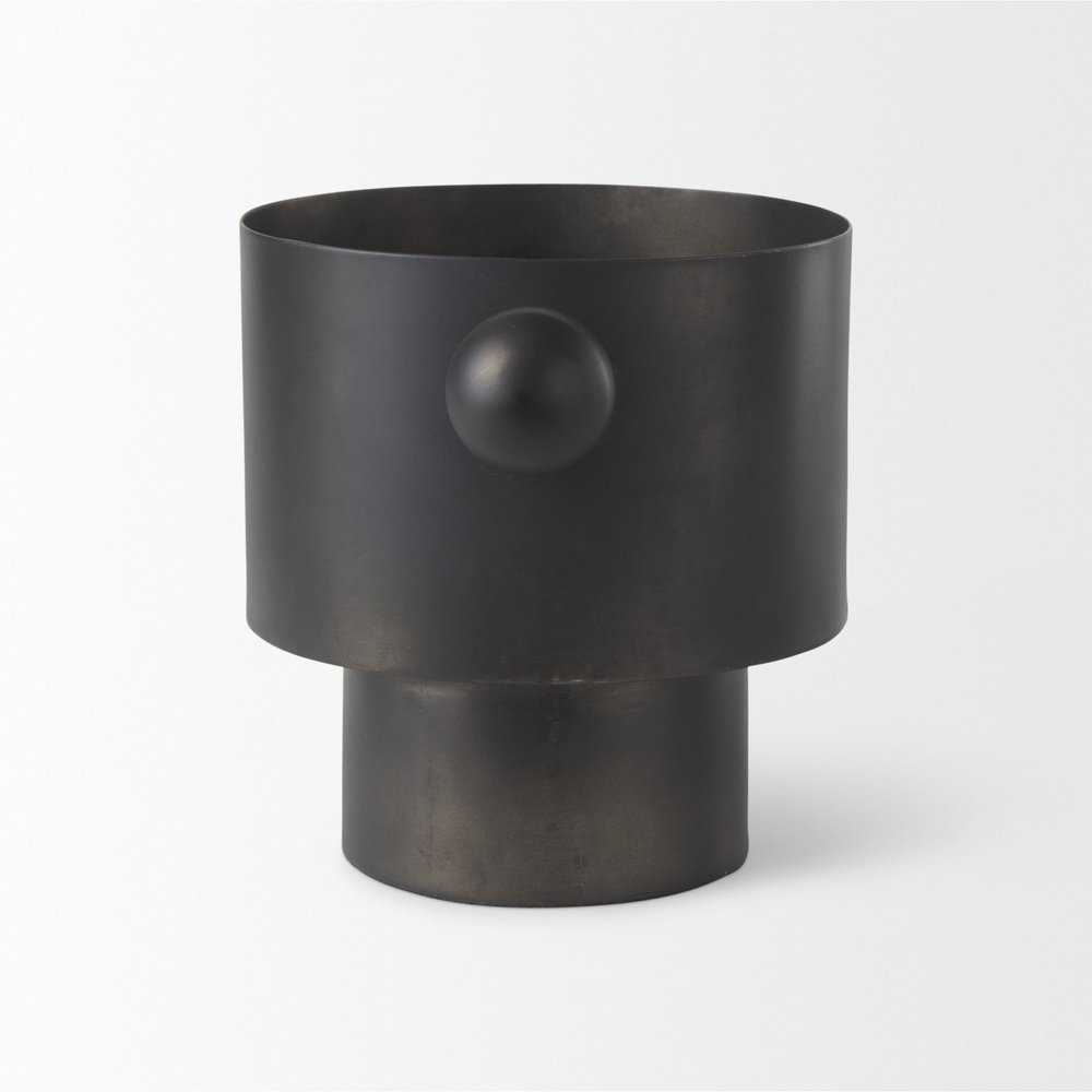 7" Black Metal Round Table Vase