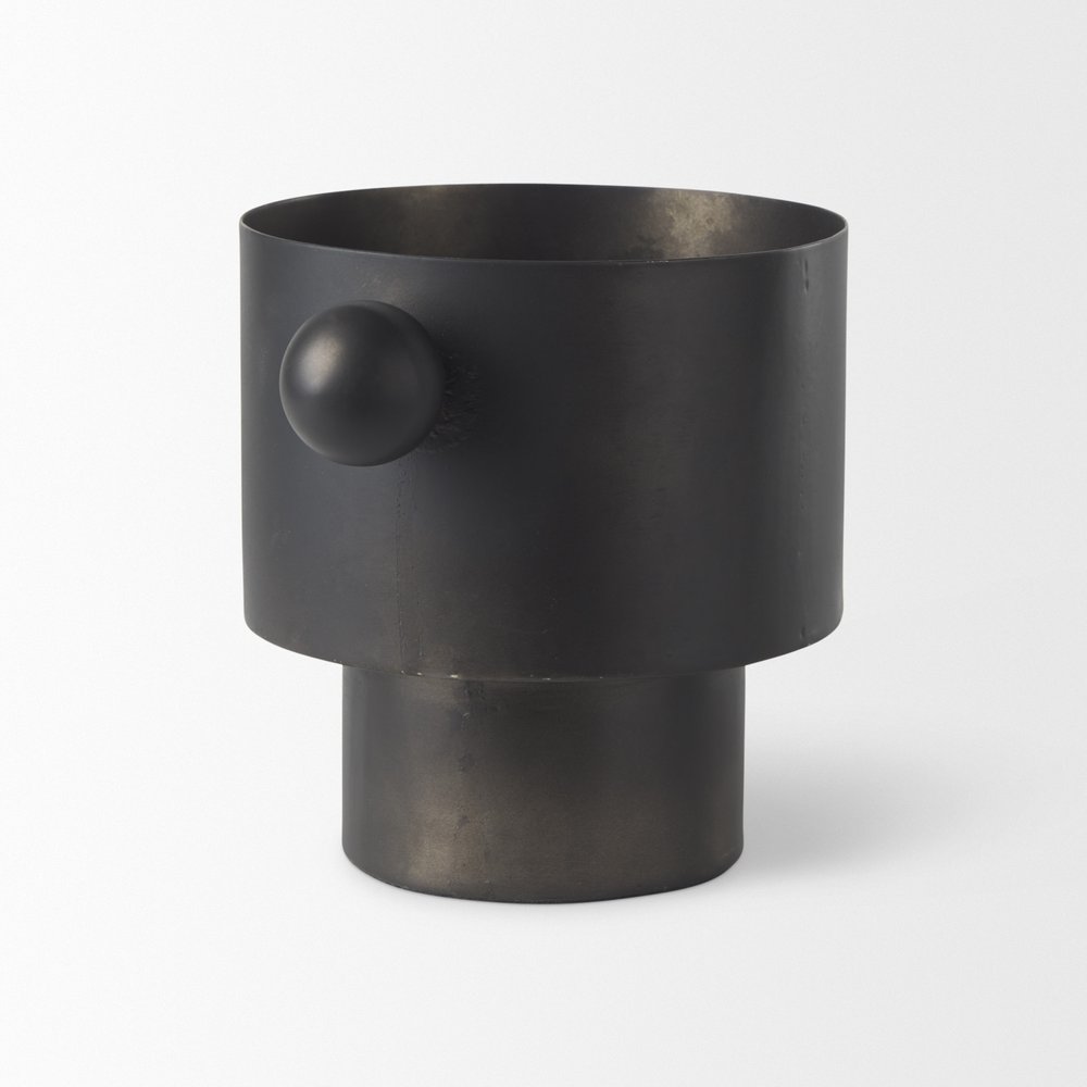 7" Black Metal Round Table Vase